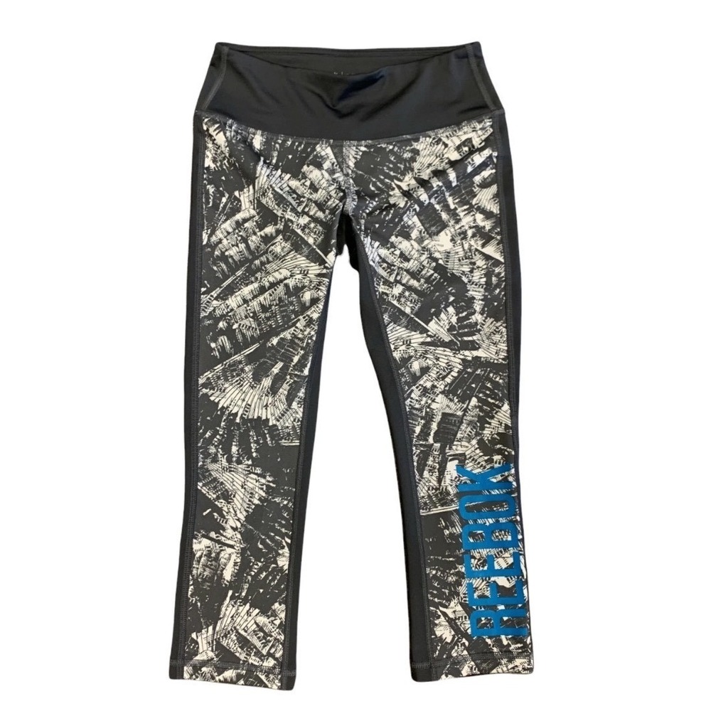 Reebok Abstract Print Capris Leggings Athletic Activewear Sz M